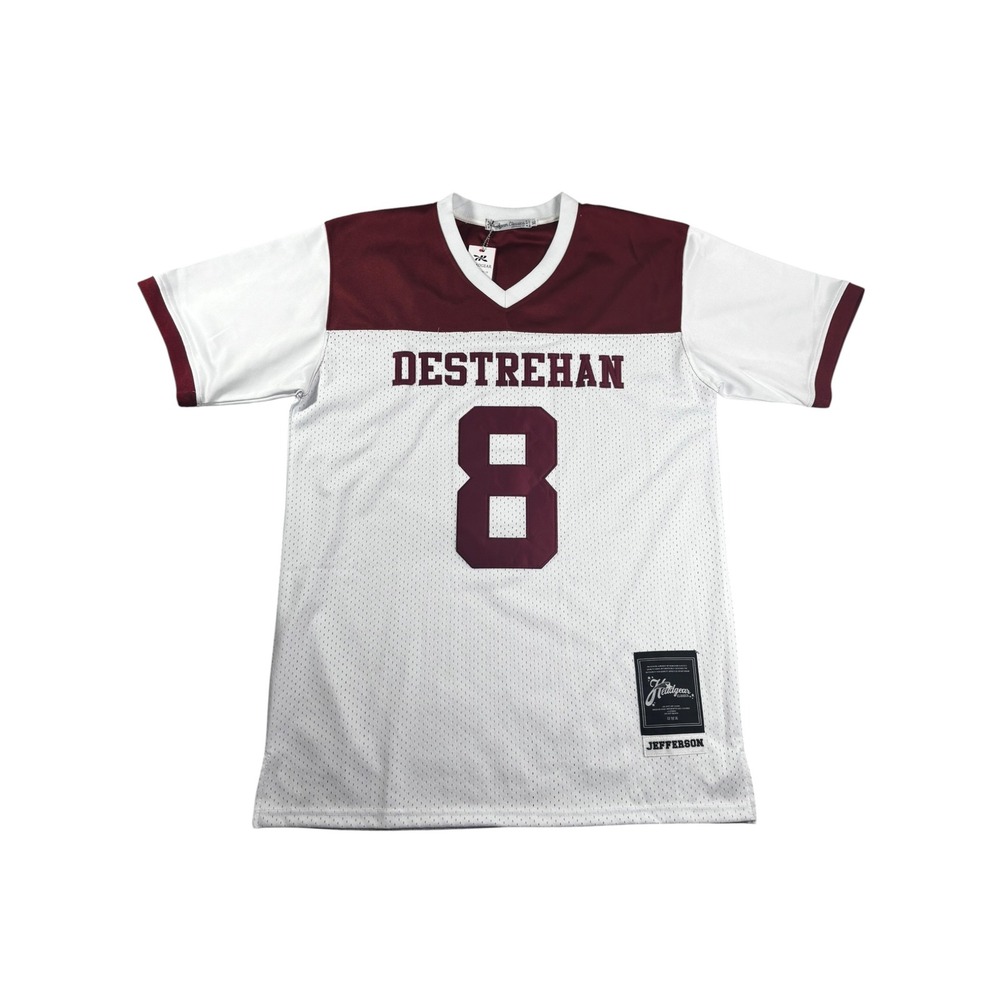 Headgear Classics Destrehan Justin Jefferson #8 Football Jersey White Maroon XL